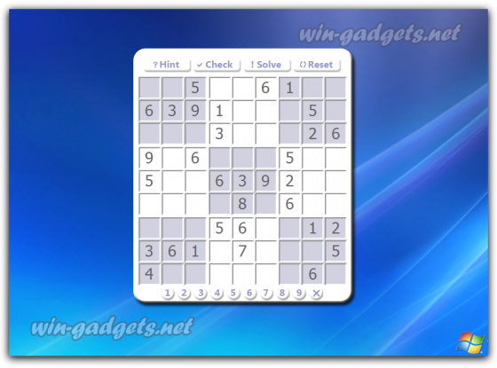 Sudoku gadget for windows desktop.