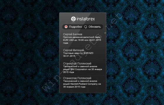 InstaForex Analytics gadget for desktop.