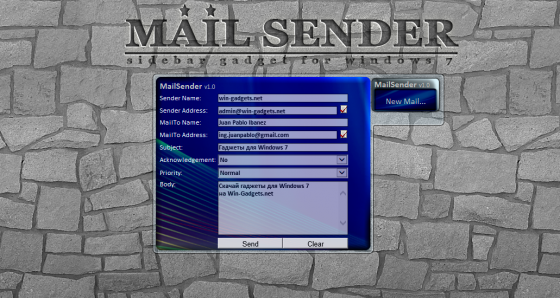 Mail Sender to the Windows 7 desktop